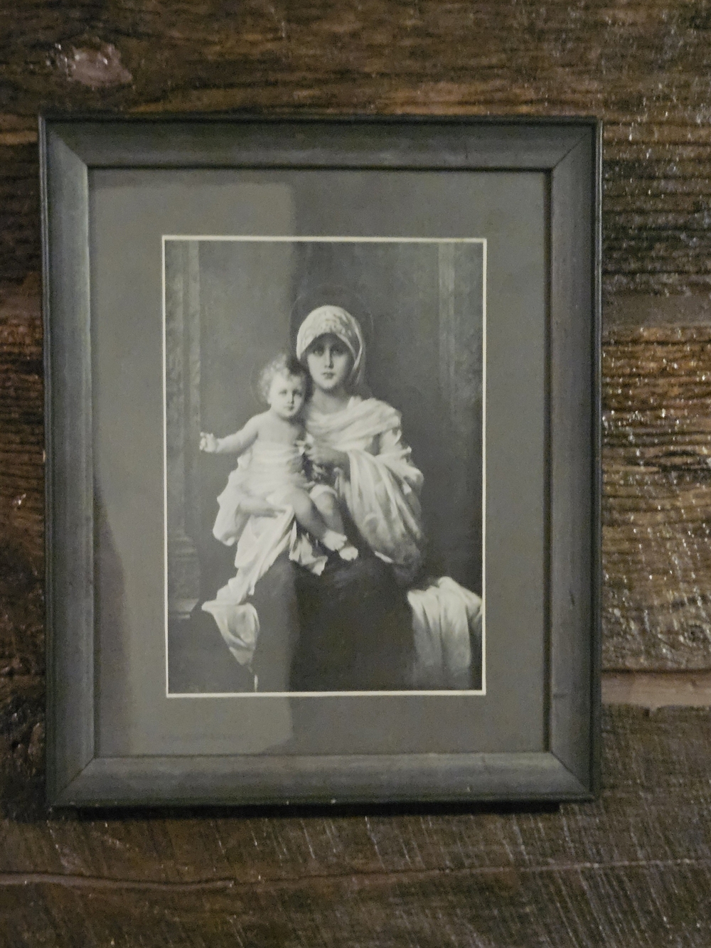 Monochrome Madonna and Child Framed Art Print - Black